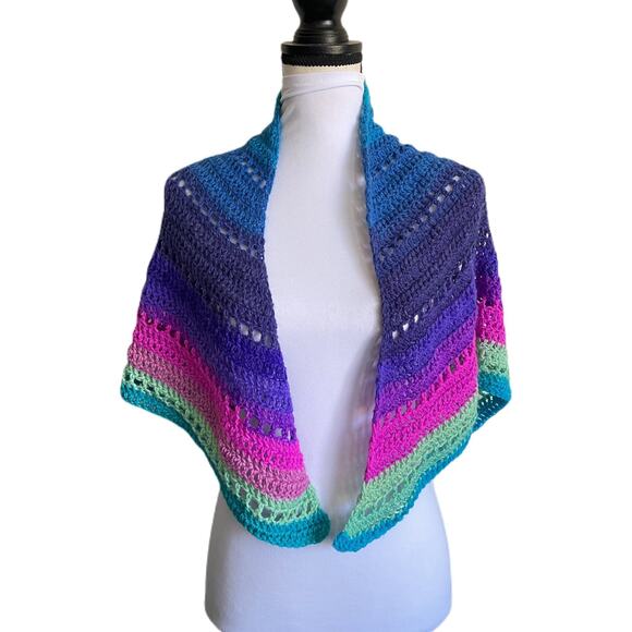 Handmade Accessories - Handmade Crochet Lightweight Rainbow Summer Festival Wrap